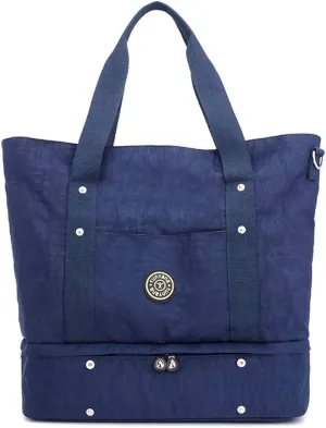 Women Tote Shoulder Handbags Large Waterproof Nylon Travel Gym Bag Weekender Bag