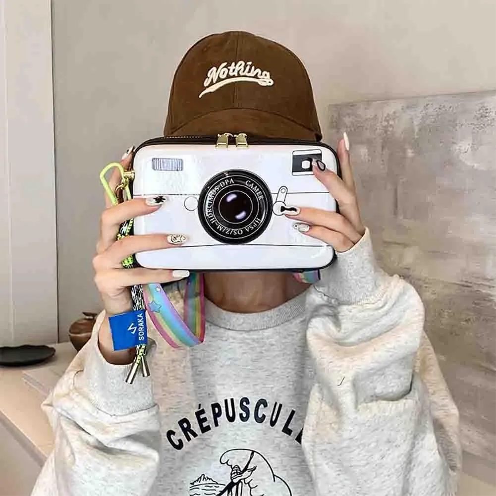 Women's Cute Camera Shaped Shoulder Bag, Novelty Stylish Casual Retro Crossbody Purse, Vintage Cartoon Box Clutch Handbag