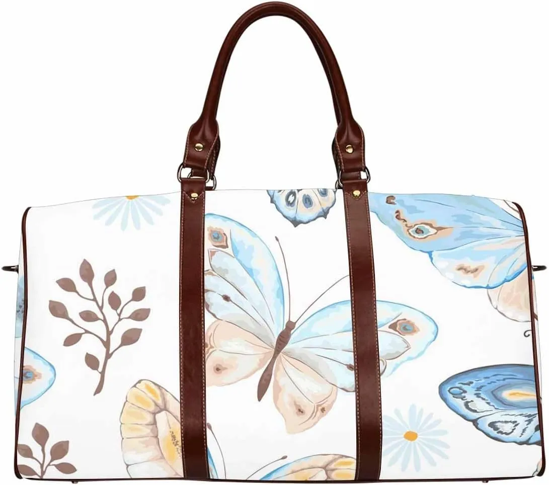 Womens Duffle Bags For Traveling Flying Blue Butterflies Foldable Travel Duffle Bag For Women, Small Gym Bag Travel Duffle Bag Carry On Weekender Bag With Compartment(Type-1,18.62"x 8.5"x 9.65")