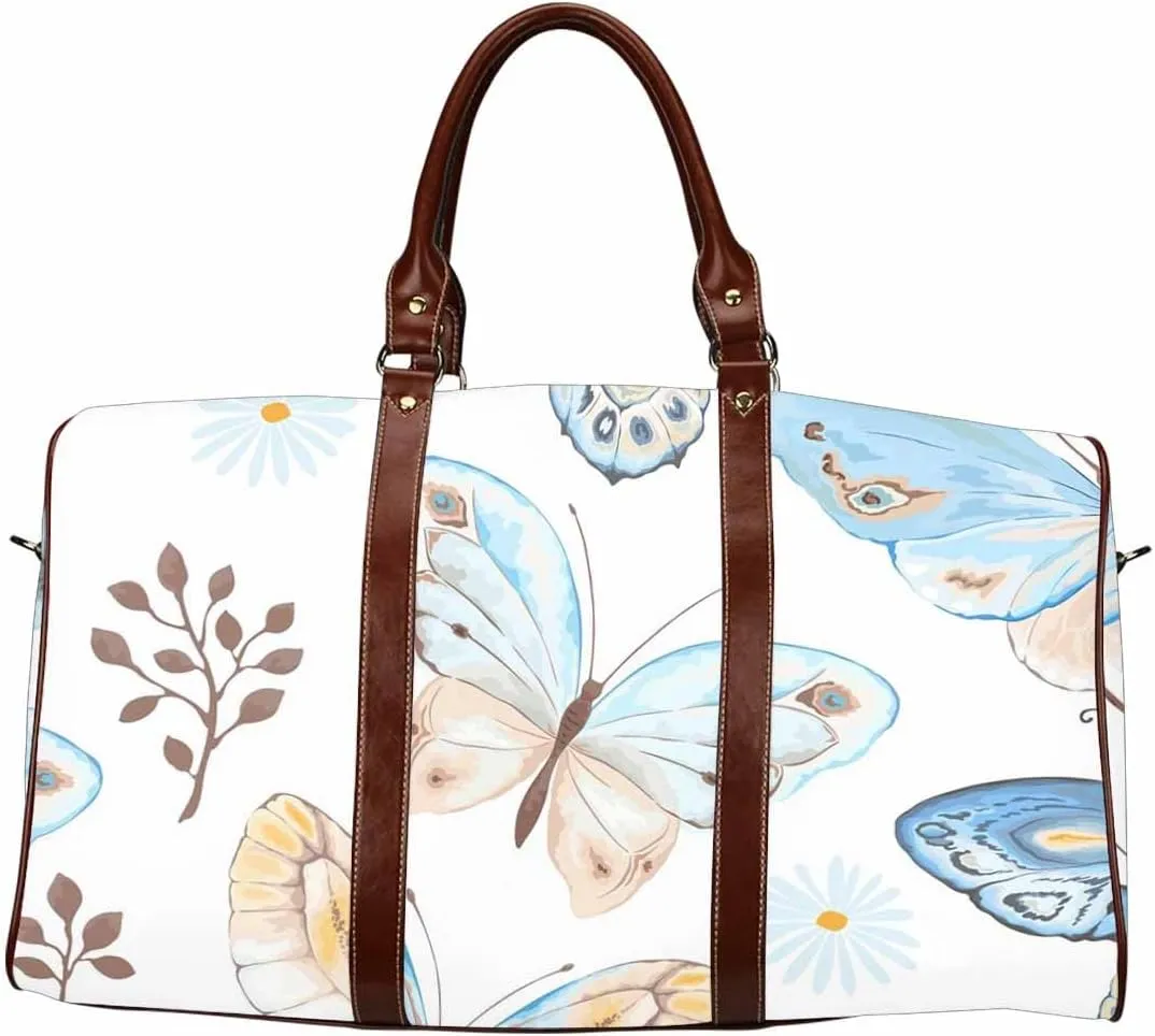 Womens Duffle Bags For Traveling Flying Blue Butterflies Foldable Travel Duffle Bag For Women, Small Gym Bag Travel Duffle Bag Carry On Weekender Bag With Compartment(Type-1,18.62"x 8.5"x 9.65")