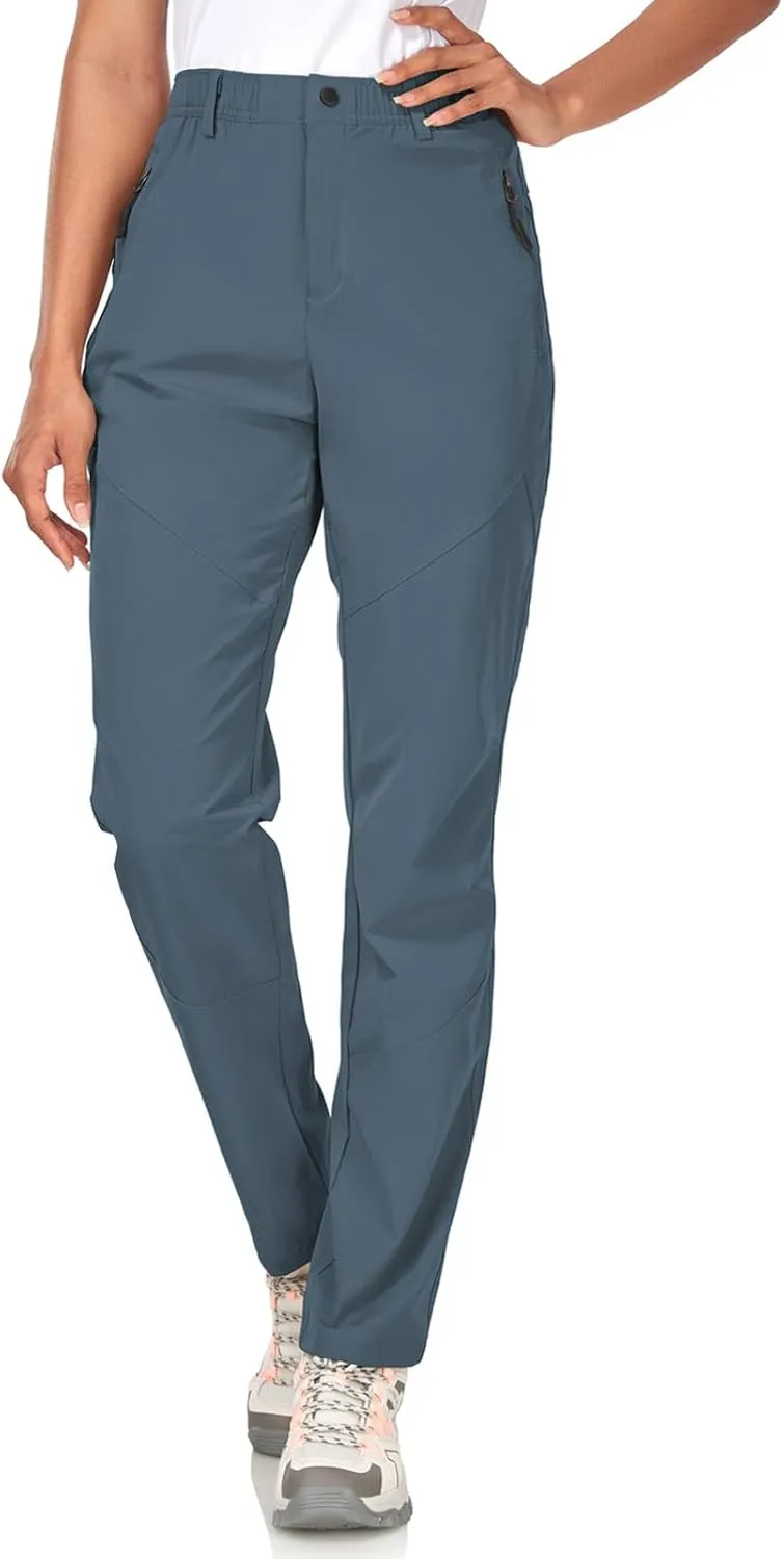 Women's Golf Pants Wrinkle Free UPF 50 Casual Pants Quick Dry Lightweight Travel Pants for Women on Plane with Zipper Pockets