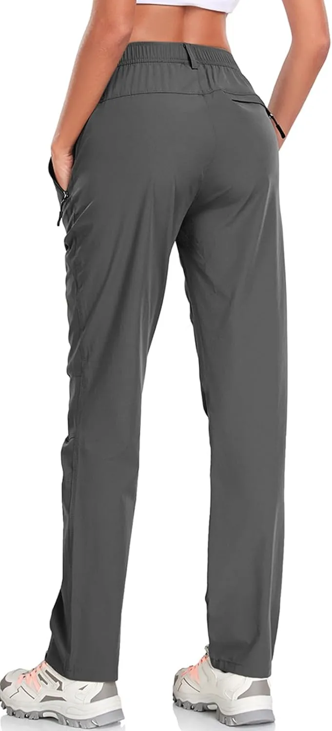 Women's Golf Pants Wrinkle Free UPF 50 Casual Pants Quick Dry Lightweight Travel Pants for Women on Plane with Zipper Pockets