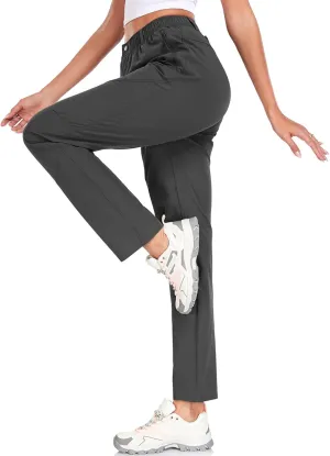 Women's Golf Pants Wrinkle Free UPF 50 Casual Pants Quick Dry Lightweight Travel Pants for Women on Plane with Zipper Pockets
