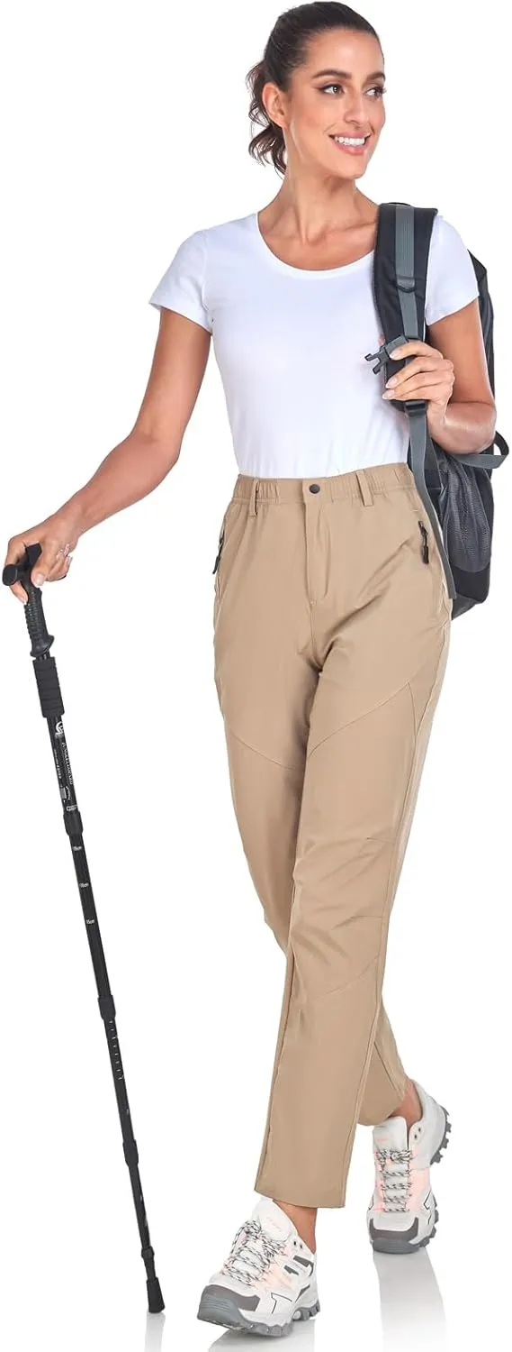 Women's Golf Pants Wrinkle Free UPF 50 Casual Pants Quick Dry Lightweight Travel Pants for Women on Plane with Zipper Pockets