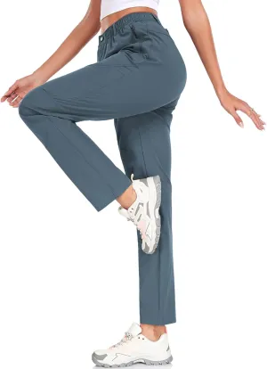 Women's Golf Pants Wrinkle Free UPF 50 Casual Pants Quick Dry Lightweight Travel Pants for Women on Plane with Zipper Pockets