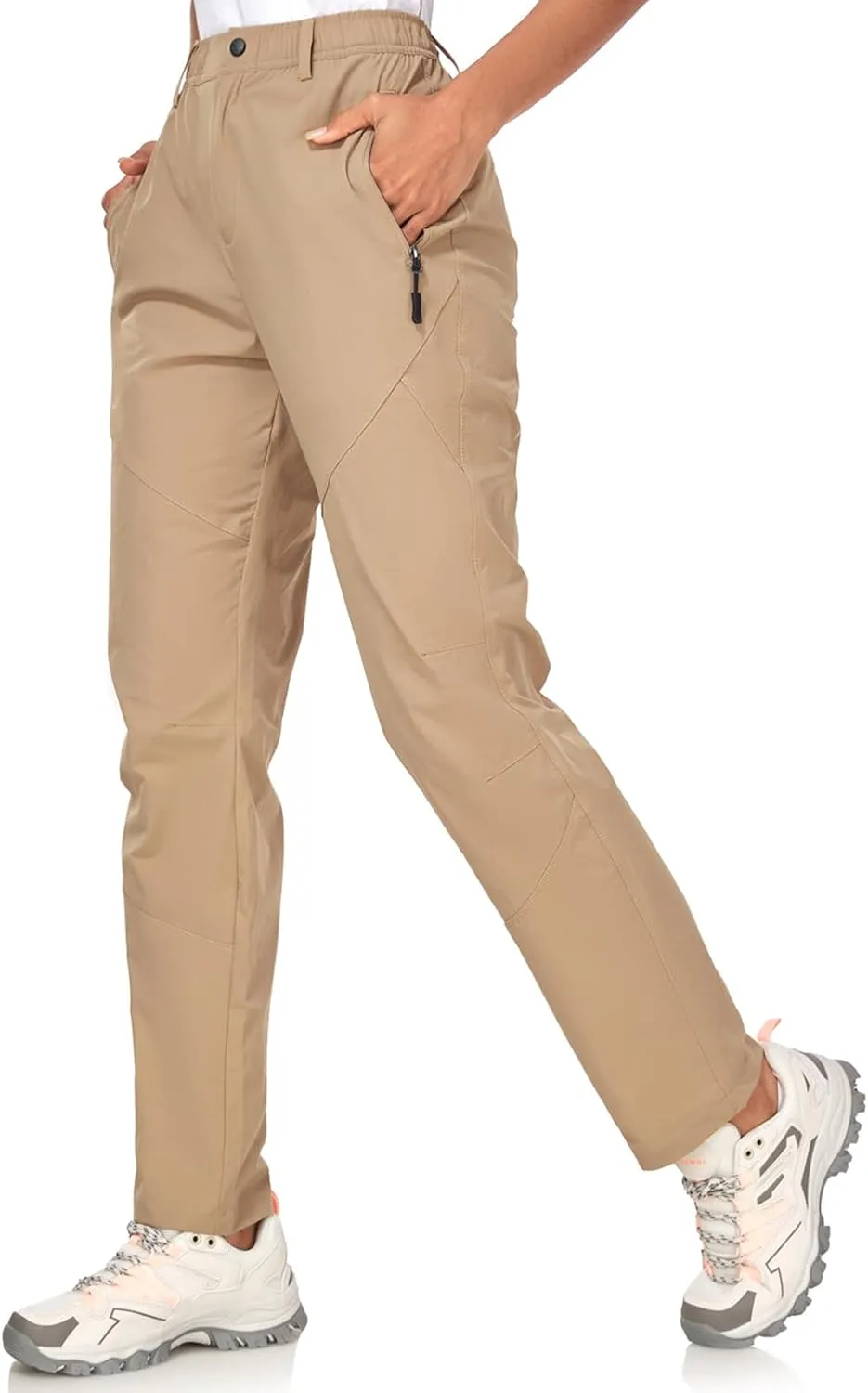 Women's Golf Pants Wrinkle Free UPF 50 Casual Pants Quick Dry Lightweight Travel Pants for Women on Plane with Zipper Pockets