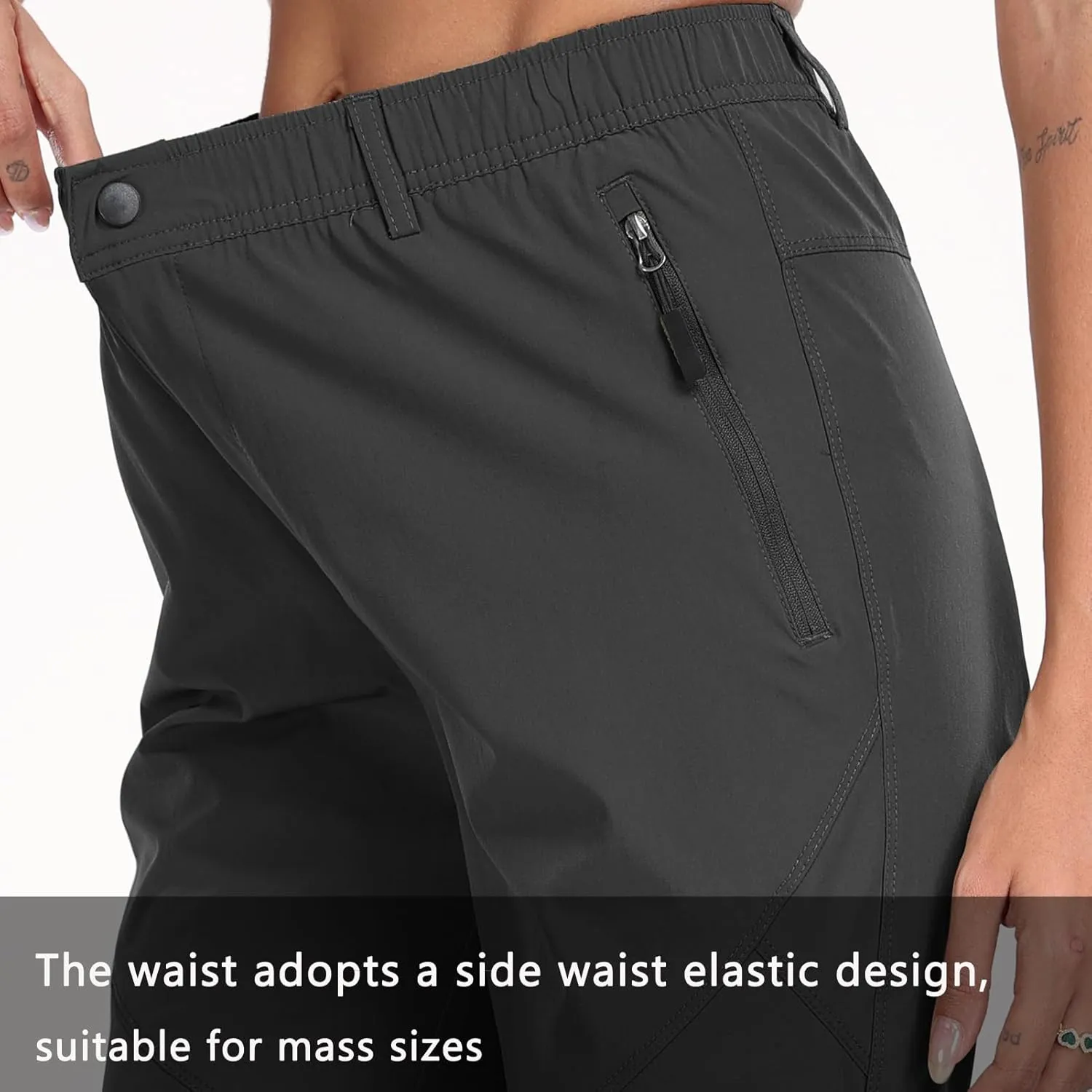 Women's Golf Pants Wrinkle Free UPF 50 Casual Pants Quick Dry Lightweight Travel Pants for Women on Plane with Zipper Pockets