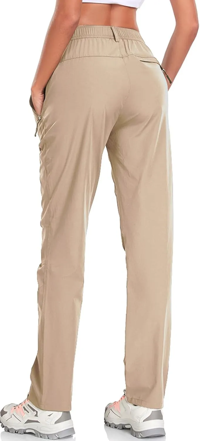 Women's Golf Pants Wrinkle Free UPF 50 Casual Pants Quick Dry Lightweight Travel Pants for Women on Plane with Zipper Pockets