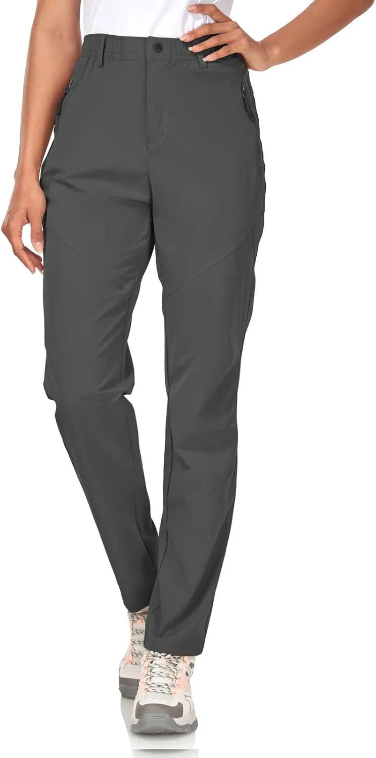 Women's Golf Pants Wrinkle Free UPF 50 Casual Pants Quick Dry Lightweight Travel Pants for Women on Plane with Zipper Pockets