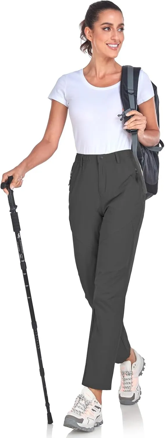 Women's Golf Pants Wrinkle Free UPF 50 Casual Pants Quick Dry Lightweight Travel Pants for Women on Plane with Zipper Pockets