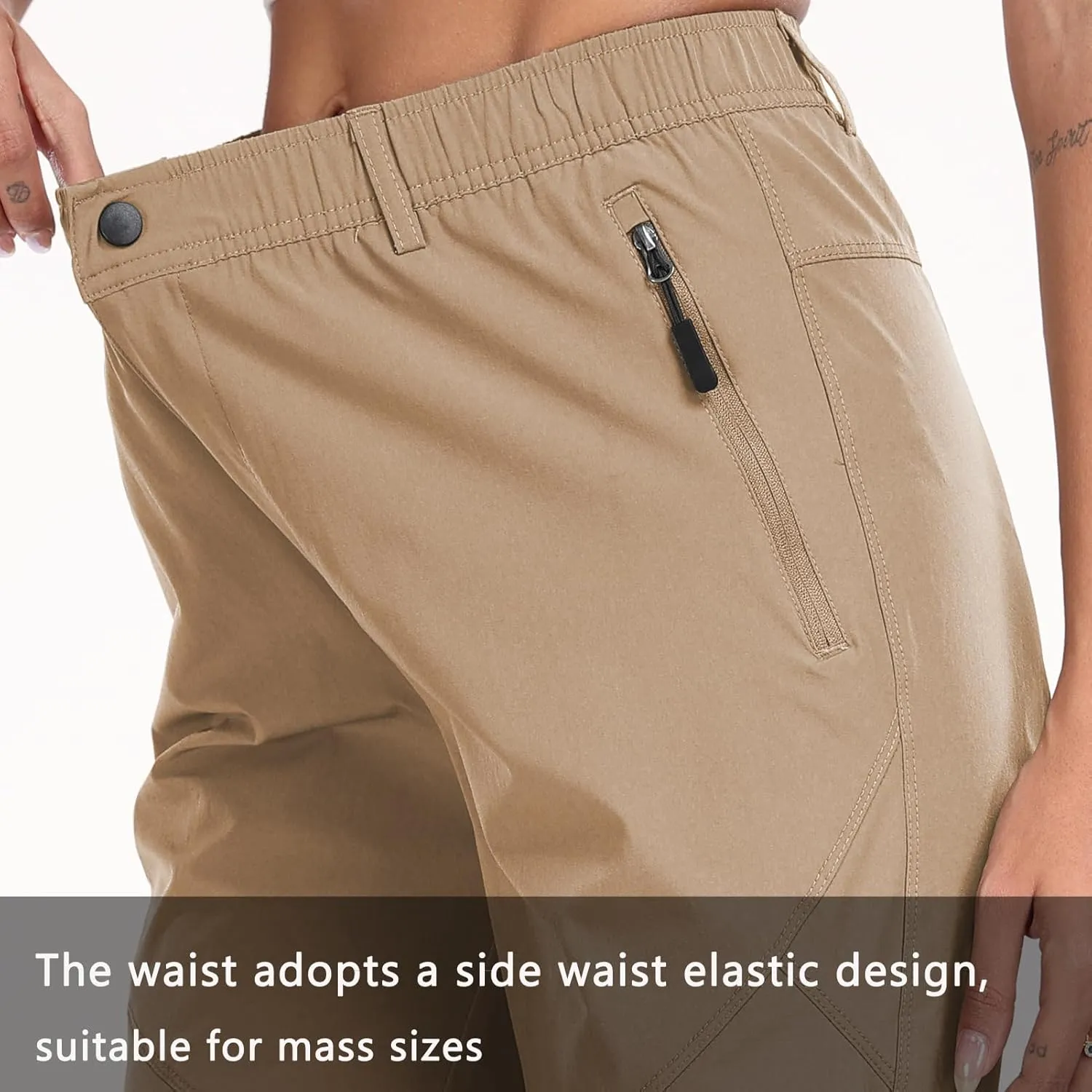 Women's Golf Pants Wrinkle Free UPF 50 Casual Pants Quick Dry Lightweight Travel Pants for Women on Plane with Zipper Pockets