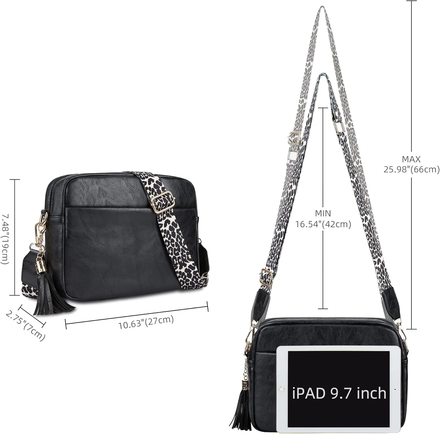 Women's Leather Crossbody Bag Zipper Shoulder Camera Purse