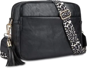 Women's Leather Crossbody Bag Zipper Shoulder Camera Purse