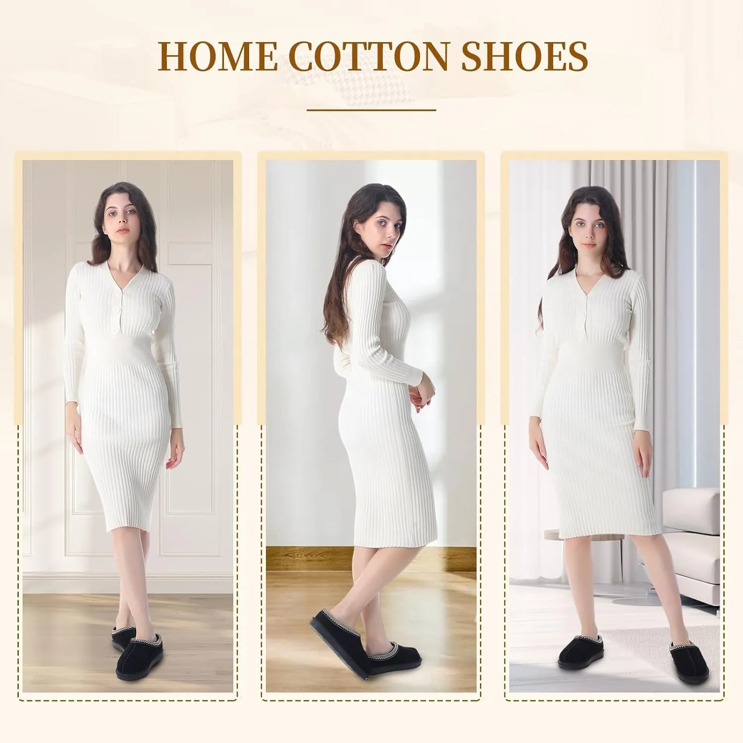 Women's Slipper Platform Mini Boots Indoor Slippers Slip on Fur Fleece Lined Suede Comfy Fur Fleece Lined Short Ankle Boots
