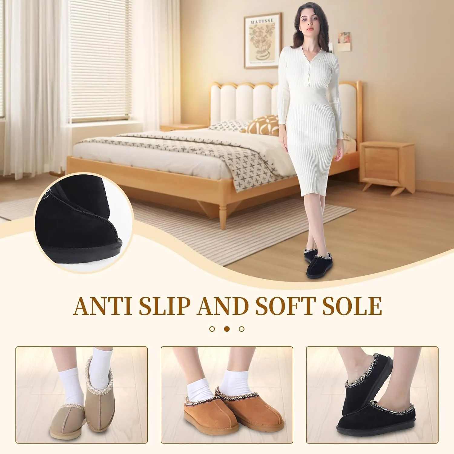 Women's Slipper Platform Mini Boots Indoor Slippers Slip on Fur Fleece Lined Suede Comfy Fur Fleece Lined Short Ankle Boots