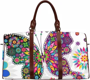 Womens Weekender Travel Bag Spring Butterflies Pattern Foldable Carry On Bag Travel Duffel Duffle Overnight For Women(Type-3,18.62"x 8.5"x 9.65")
