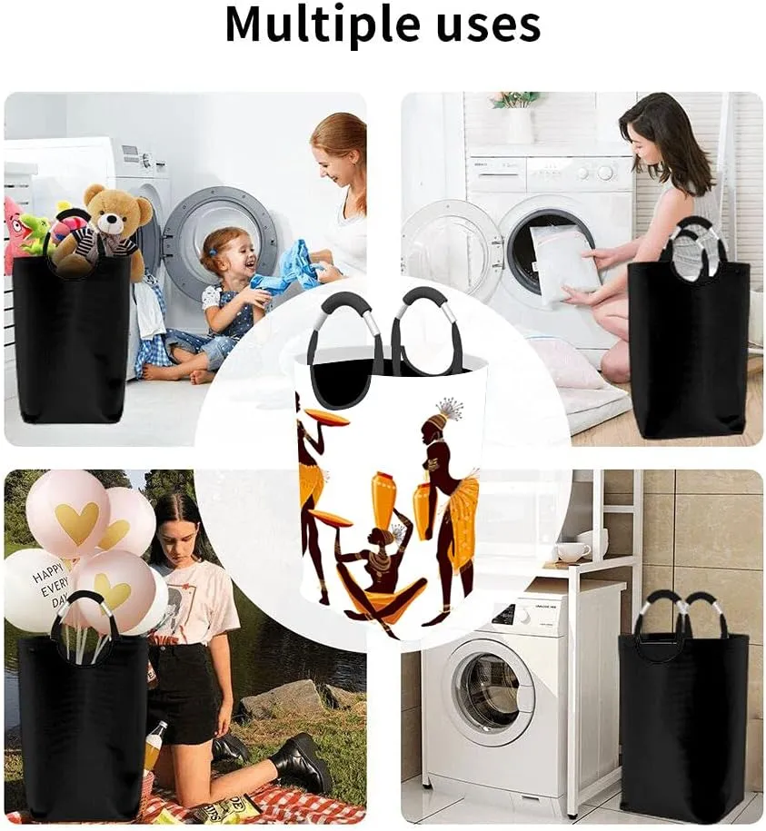 Wondertify African Women Laundry Hamper Jewelry Costume Orange Vase Clothes Basket With Easy Carry Handles For Clothes Organizer Toys Storage