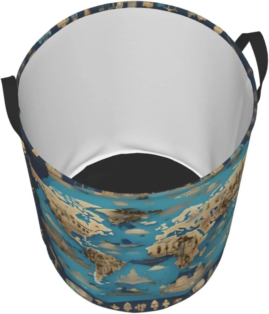 World Geography Map Large Laundry Hampers, Collapsible Tall Clothes Baskets, Washing Bag For Bathroom, Bedrooms