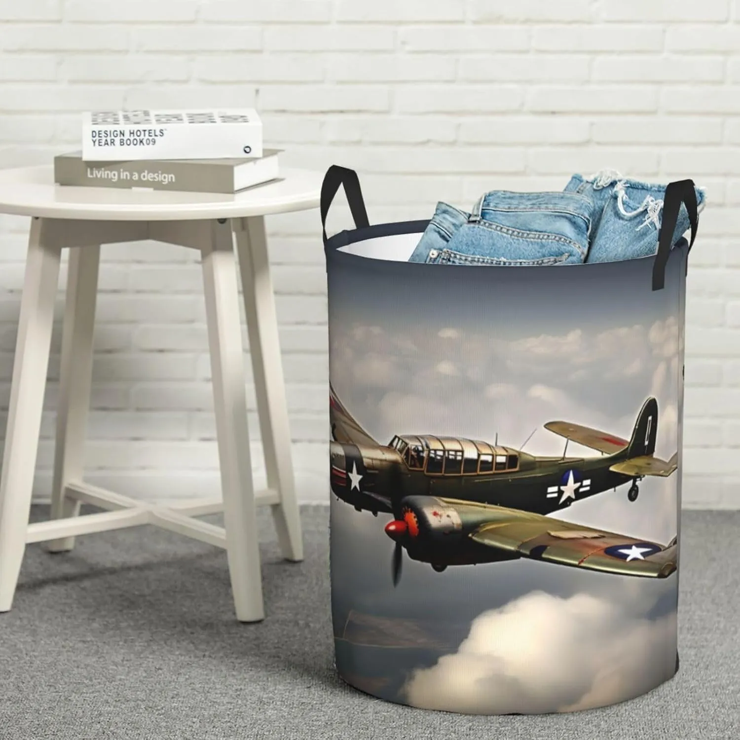 World War 2 Aircraft Airplane Large Laundry Hampers, Collapsible Tall Clothes Baskets, Washing Bag For Bathroom, Bedrooms