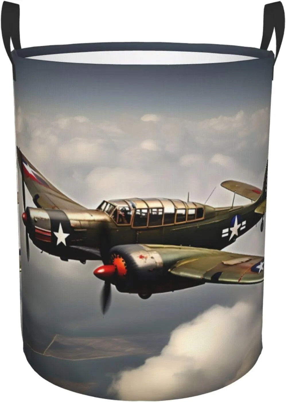 World War 2 Aircraft Airplane Large Laundry Hampers, Collapsible Tall Clothes Baskets, Washing Bag For Bathroom, Bedrooms