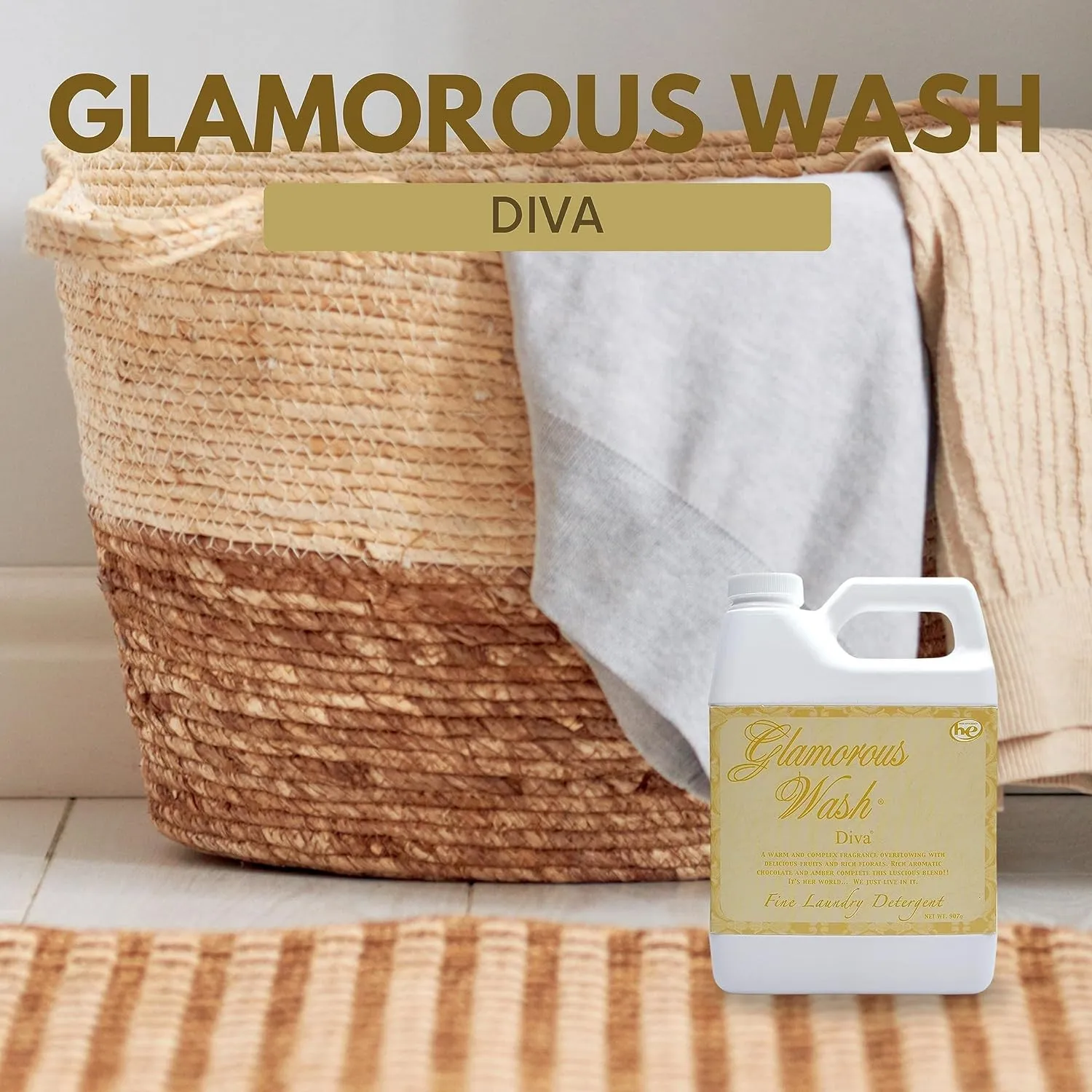 Worldwide Nutrition Bundle: Tyler Glamorous Wash Diva Laundry Liquid Detergent - Hand and Machine Washable - 907g (32 Fl Oz) and Multi-Purpose Key Chain
