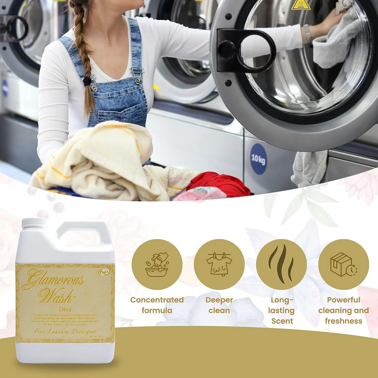 Worldwide Nutrition Bundle: Tyler Glamorous Wash Diva Laundry Liquid Detergent - Hand and Machine Washable - 907g (32 Fl Oz) and Multi-Purpose Key Chain