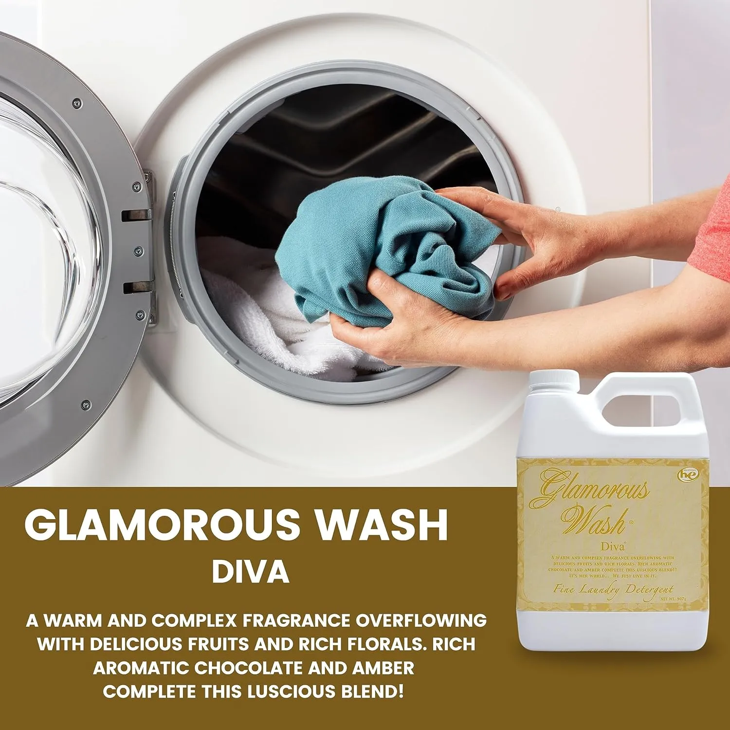 Worldwide Nutrition Bundle: Tyler Glamorous Wash Diva Laundry Liquid Detergent - Hand and Machine Washable - 907g (32 Fl Oz) and Multi-Purpose Key Chain