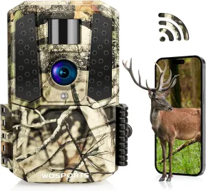 WOSPORTS WiFi Trail Camera 2K 30MP HD Hunting Camera with Night Vision Motion Activated Waterproof,120° Wide Angle Game Camera