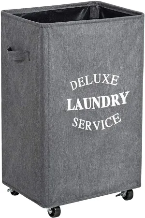 WOWLIVE Large Rolling Laundry Basket Wheels 90L Collapsible Tall Laundry Hamper Handle Foldable Dirty Clothing Basket Fold up Rectangular Hampers for Laundry Dorm Room (Grey2)