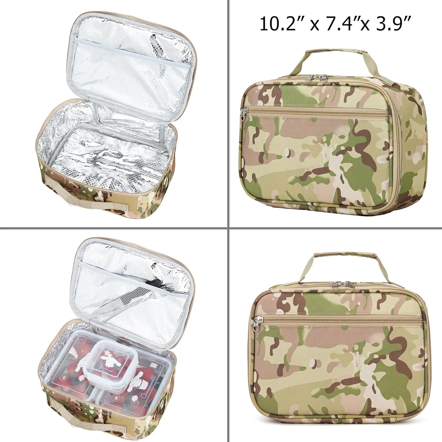 Wraifa Boys Backpack With Lunch Box Waterproof Kids School Bag Outdoor Travel Camping Daypack Camo Backpack for Boys Rucksack (Amy Green With Lunch Box, Large)