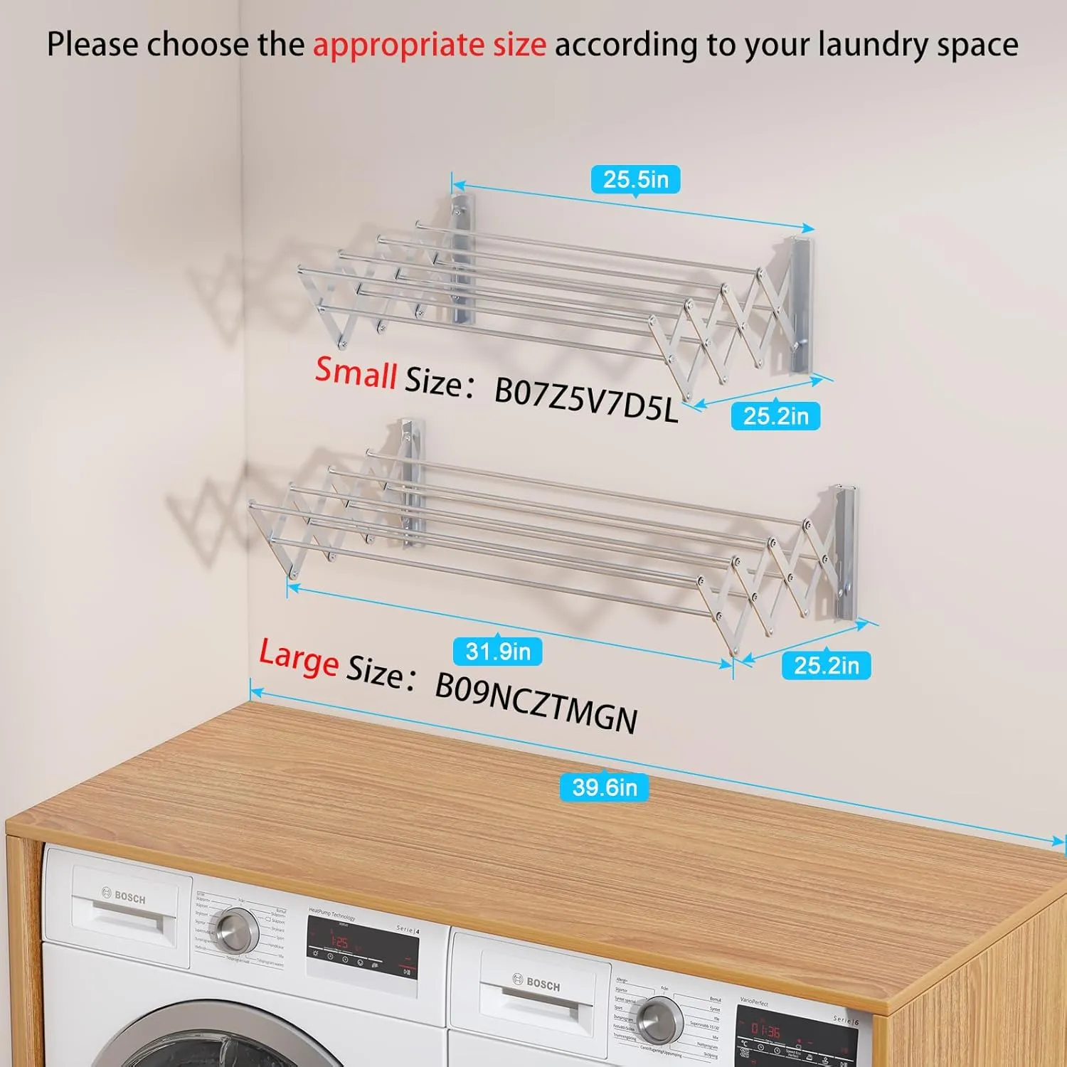 X-cosrack Wall Mounted Clothes Drying Rack, 31.9" Wide Large Rustproof Retractable Laundry Drying Rack, 8 Bar Space-Saving Aluminium Alloys Clothing Hanger Drying Racks forLaundry (Silver)