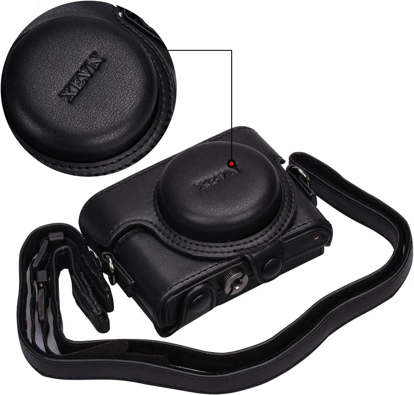 XEVN Sony RX100 Protective Leather Camera Case Bag for DSC-RX100 Mark II, III, IV, V, VI, VII M6 5A M3 with Shoulder Strap