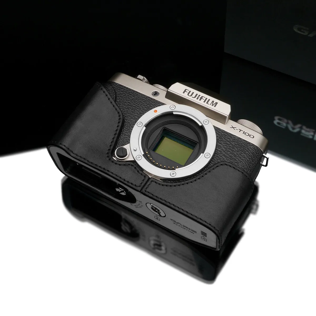 XS-CHXT100BK Leather Black Camera Half Case w/ Capfix for Fujifilm X-T100