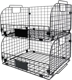 XXL Stackable Wire Baskets for Storage Pantry,Fruit Basket For Kitchen Cabinet,16.3''x12''x8.2''Metal Baskets For Organizing,Vegetable Fruit Snack Chips Onion Potato Cans Organization (2 PACK)