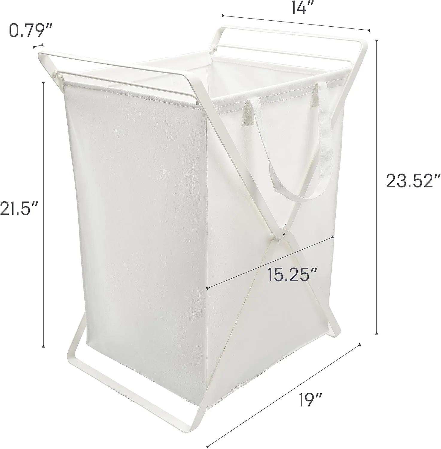 Yamazaki Home Laundry Hamper Clothes Basket Liner | Steel   Cotton, Large, White