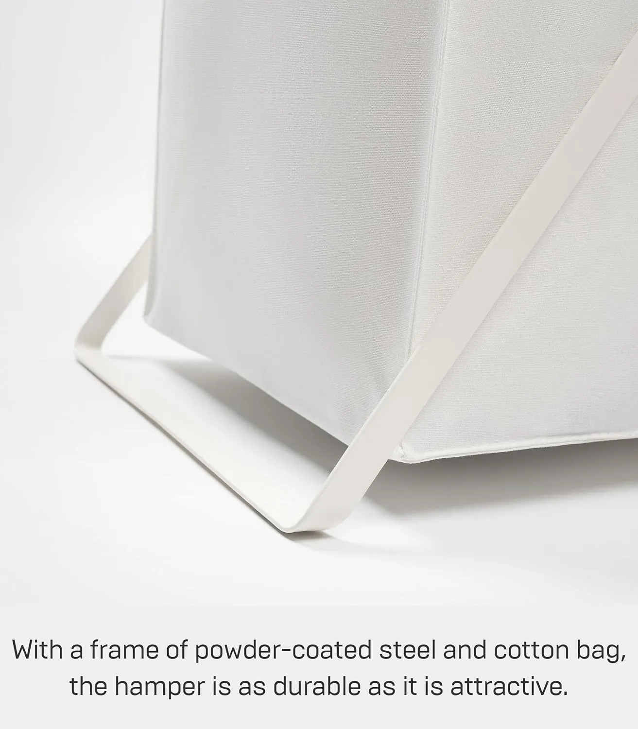 Yamazaki Home Laundry Hamper Clothes Basket Liner | Steel   Cotton, Large, White