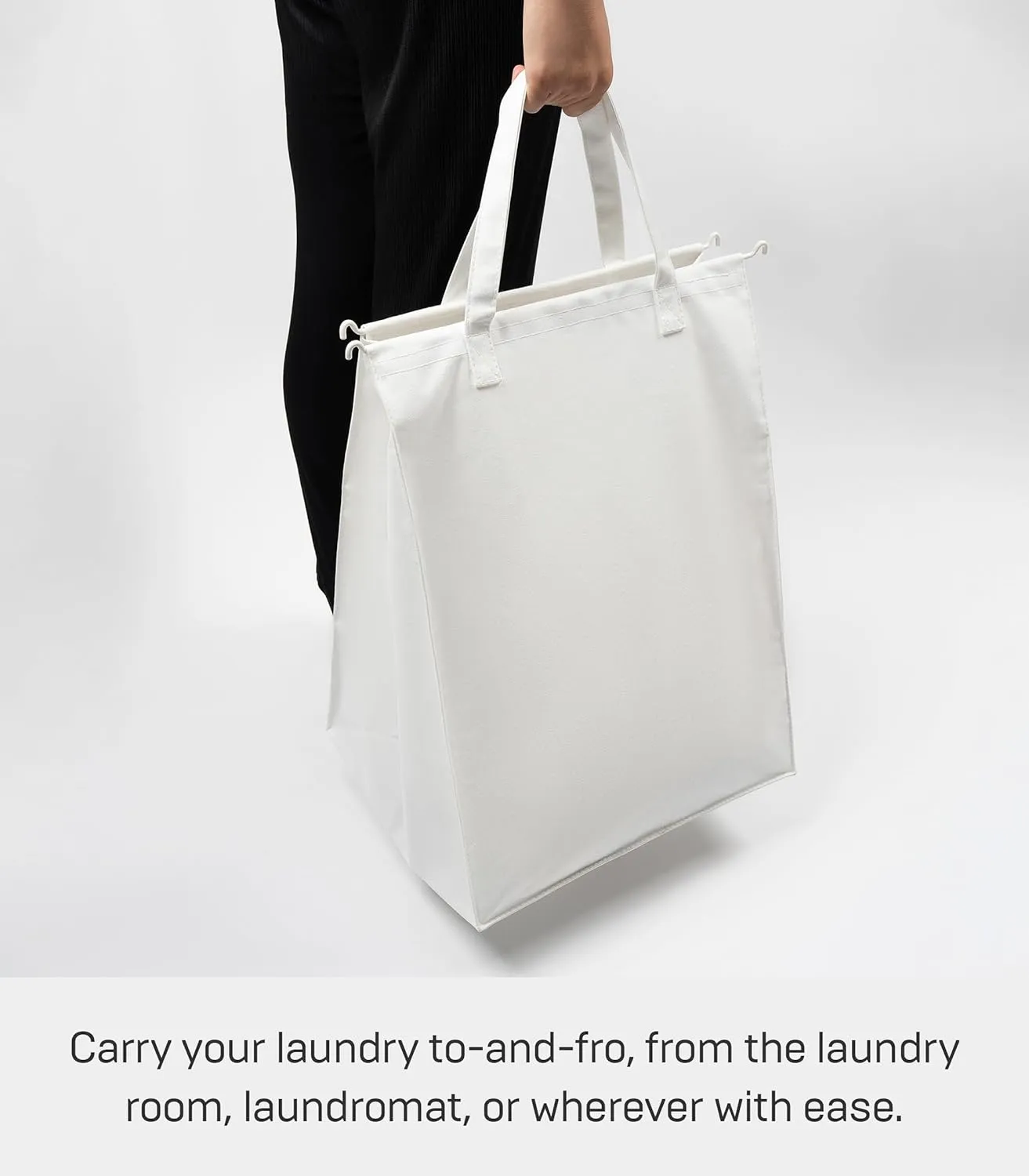 Yamazaki Home Laundry Hamper Clothes Basket Liner | Steel   Cotton, Large, White