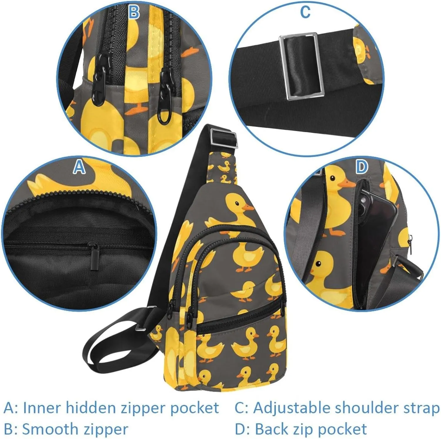 yellow rubber duck (18) Crossbody Bag with Adjustable Shoulder Strap, Shoulder Bag for Men and Women Sling Backpack for Travel, Cycling, Work, Sport