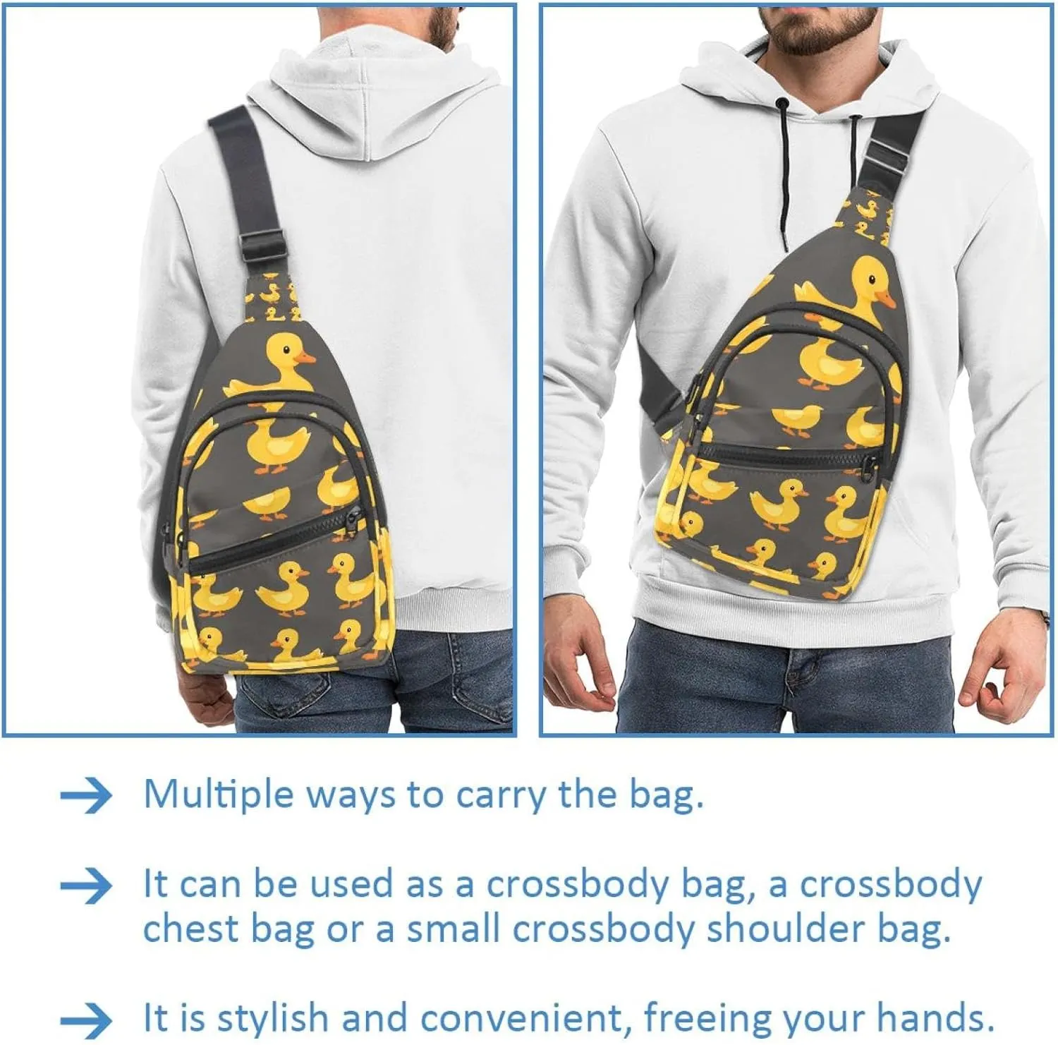 yellow rubber duck (18) Crossbody Bag with Adjustable Shoulder Strap, Shoulder Bag for Men and Women Sling Backpack for Travel, Cycling, Work, Sport
