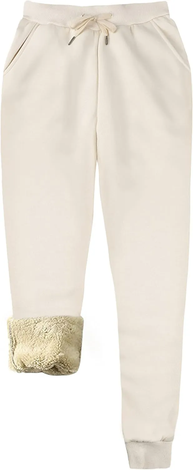 Yeokou Women's Warm Sherpa Lined Athletic Sweatpants Jogger Fleece Pants