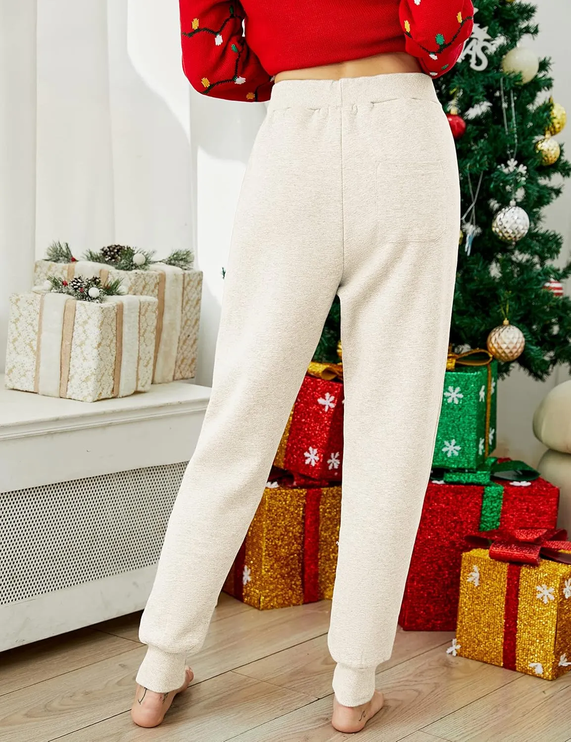 Yeokou Women's Warm Sherpa Lined Athletic Sweatpants Jogger Fleece Pants