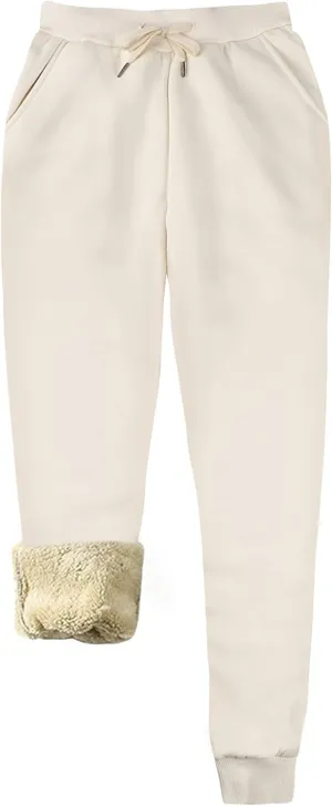 Yeokou Women's Warm Sherpa Lined Athletic Sweatpants Jogger Fleece Pants