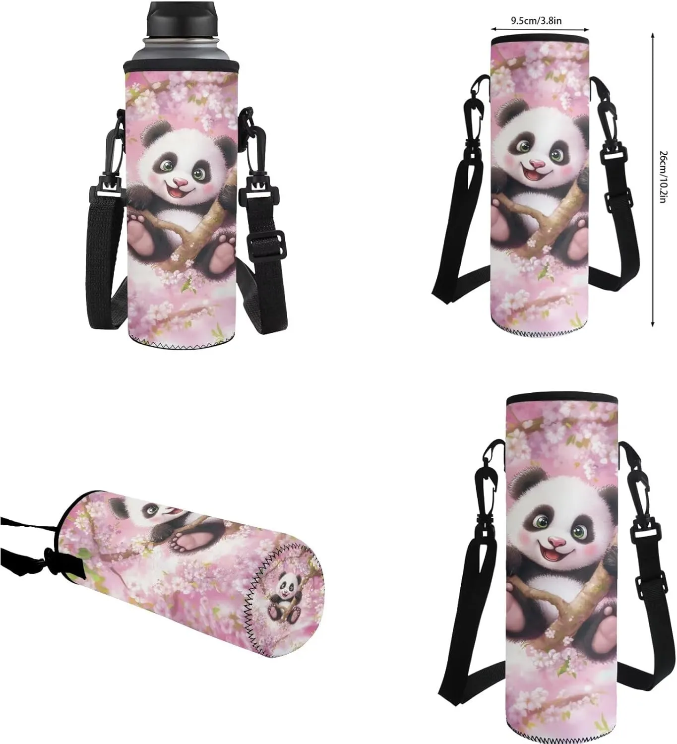 YEXIATODO Cherry Blossom Panda Boys Girls Kids School Backpack Set with Lunch Box Pencil Case Water Bottle Holder Bookbag for Elementary Middle High School Portable Spacious School Bag