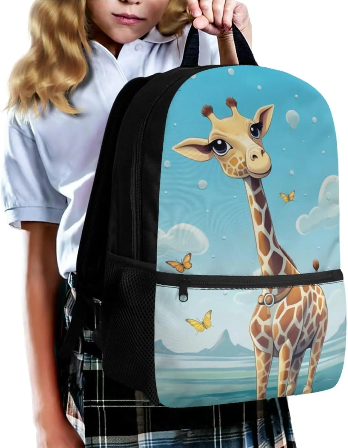 Ystardream Giraffe 1St Grade Backpack Girls Bookbag With Lunch Box Black 8-10 Cute Kids School Backpack 4 in 1 for Kids School Bag Book Bag Set 15 inch Blue