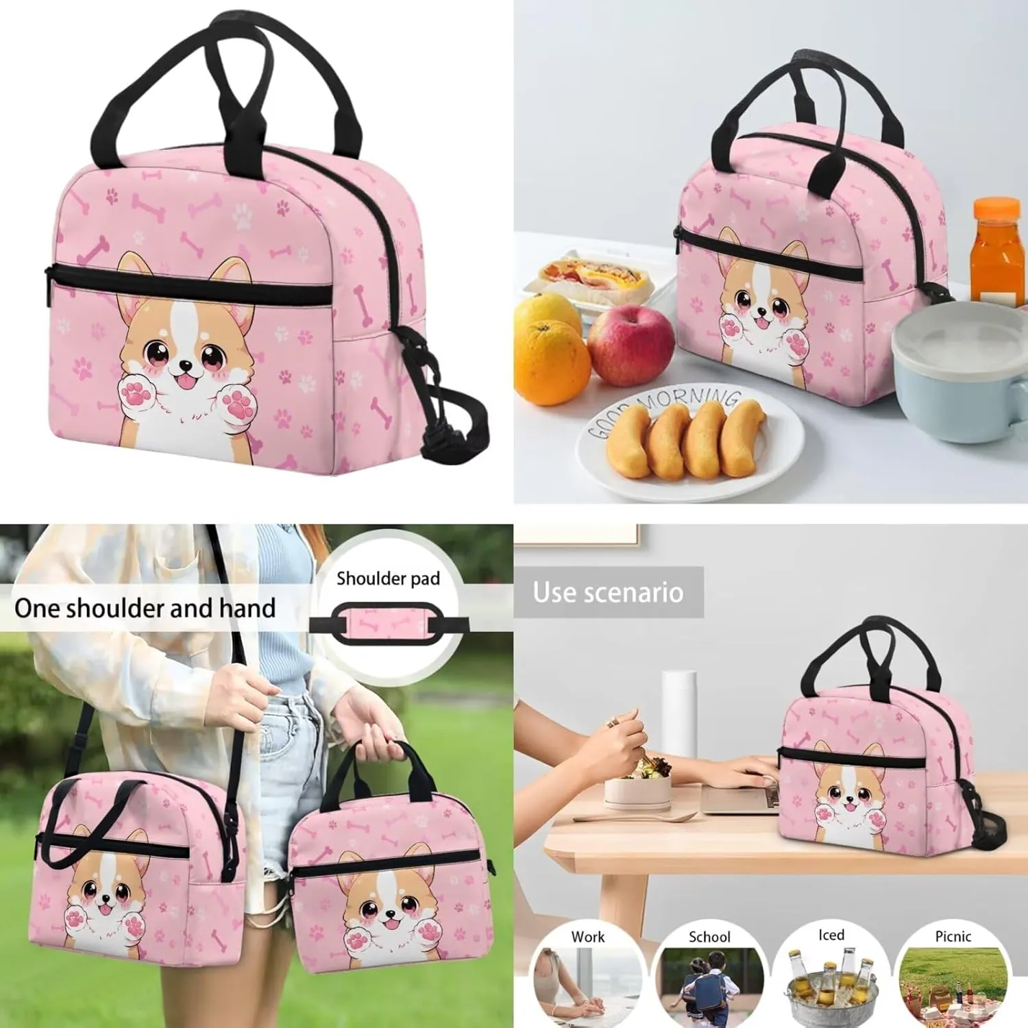 Ystardream Kids Backpack and Lunch Box Set Cute Corgi School Bags for Girls 14-16 5Th Grade Girls Laptop Backpack for Women,Large Bookbag for Kids Travel Back Pack Fits