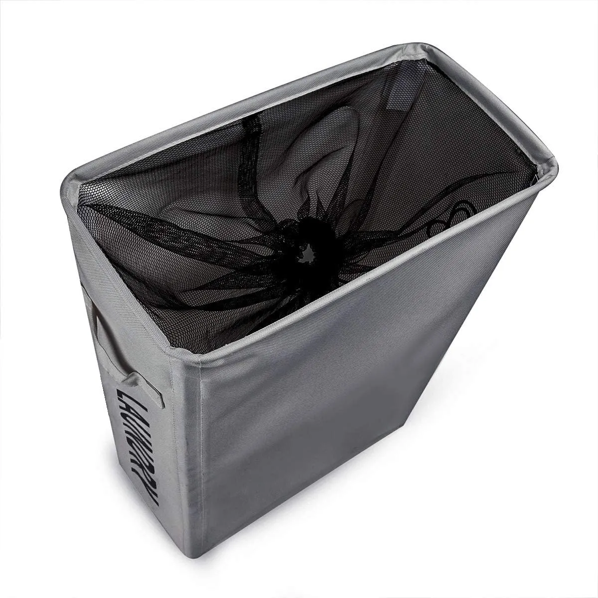 ZERO JET LAG 52L Large Slim Rolling On Wheels Laundry Hamper Tall Dirty Clothes Storage Basket Standable Corner Handy Storage Bin Hamper Basket 15×8×22" (22 Inches,Grey)