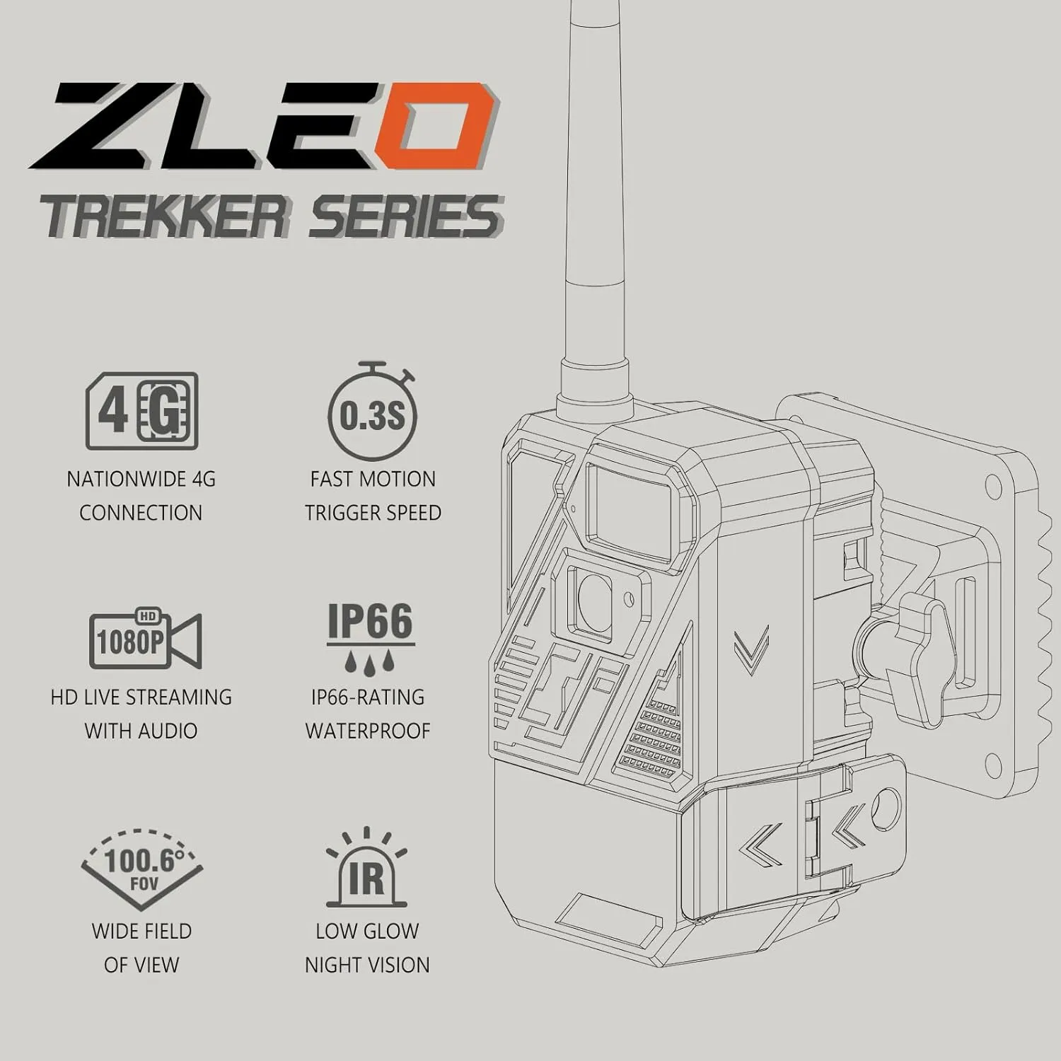 Zleo Cell Cam for Hunting, Trail Camera Cellular with Live Feed to Phone, 5MP Deer Cameras with Low Glow Night Vision, IP66 Wildlife Camera Motion Activated Waterproof, Local Memory & Cloud Storage