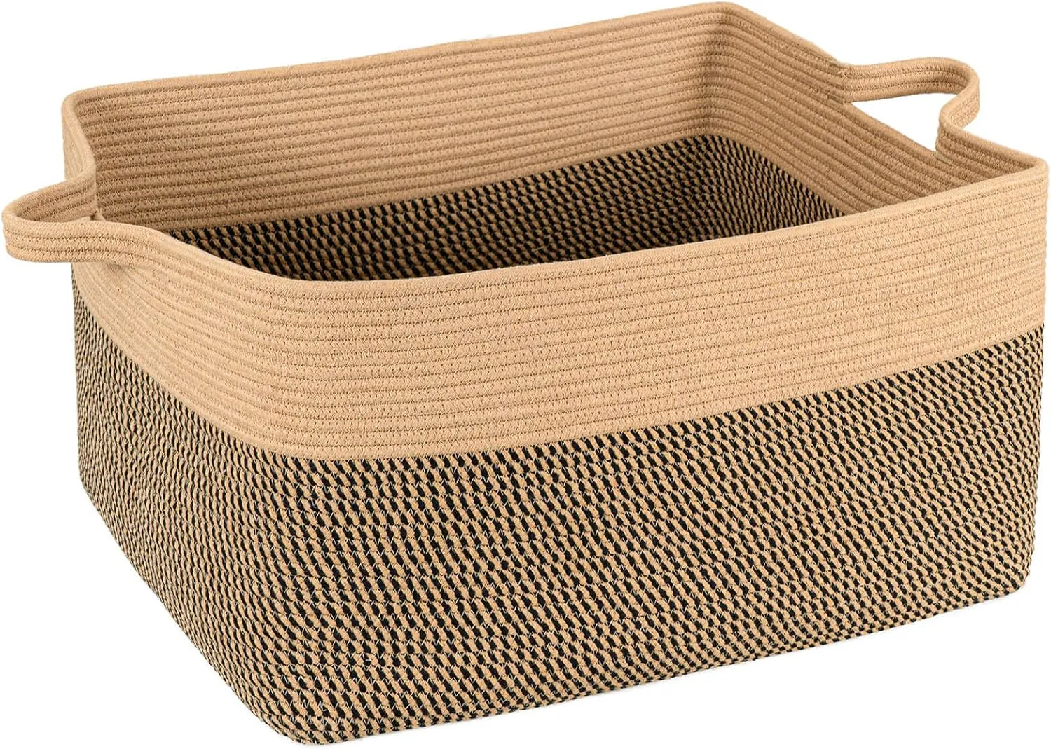 ZLG Extra Large Rectangle Storage Basket 72L Jute Woevn Basket for Blanket Pillow Towel Basket for Toy Organizer Shelf Storage Bin Boho Decorative Basket with Handles, 22 x 17 x 12 inches