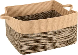 ZLG Extra Large Rectangle Storage Basket 72L Jute Woevn Basket for Blanket Pillow Towel Basket for Toy Organizer Shelf Storage Bin Boho Decorative Basket with Handles, 22 x 17 x 12 inches