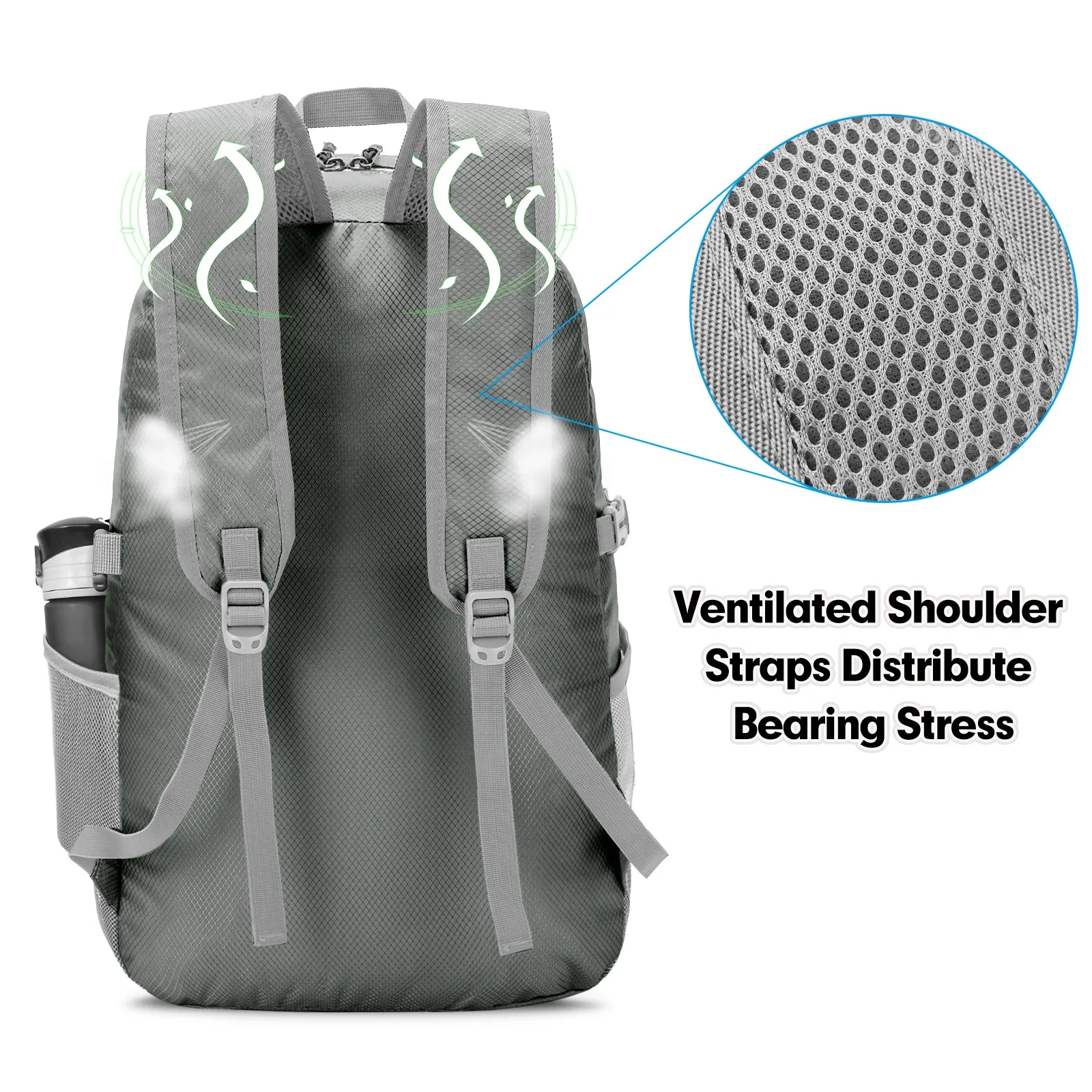 ZOMAKE Lightweight Packable Backpack - 35L Light Foldable Hiking Backpacks Water Resistant Collapsible Daypack for Travel(Dimgray)